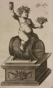 Bacchus auf Fass, Mannequin zum Feuerwerksabschuss, aus Grand Art d