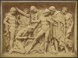 [Basrelief von Männern und totem Eber]