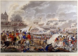 Schlacht von Waterloo am 18. Juni 1815. Gravur 19. Jahrhundert
