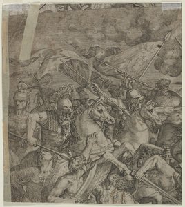 Schlacht an der Milvischen Brücke (Fragment) (verso) von Unknown artist