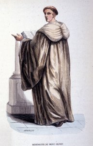 Benediktiner vom Mont Olivet. Stich aus einem Album über religiöse Orden, Paris