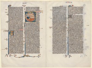 Bifolium aus einer Bibel: Initiale E[t factum est] mit Ezechiel von Unknown artist