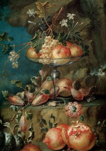 Vögel und Früchte in einer Landschaft (Detail) von Unknown artist