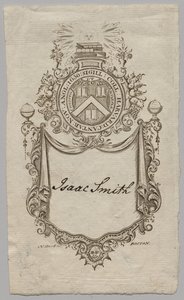 Exlibris: Wappen mit der Inschrift Isaac Smith