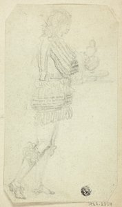 Junge in historischer Kleidung mit Gegenstand von Unknown artist