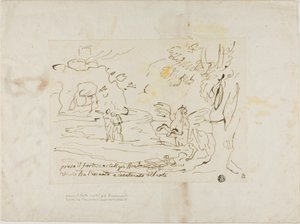 Bradamante verzaubert und fesselt Atlanta in der Nähe der Festung von Unknown artist