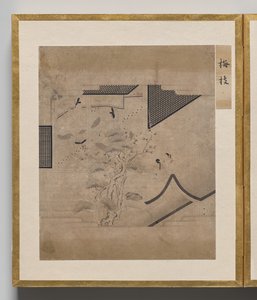 Zweig des Pflaumenbaums aus dem Album der Illustrationen für die Geschichte von Genji