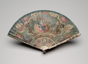 Brisé-Fächer mit Wahrsagerin und Chinoiserie-Motiven, ca. 1700-25 von Unknown artist