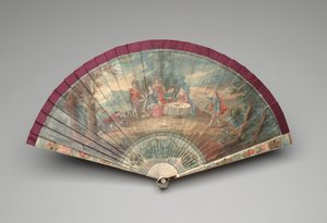 Brisé-Fächer mit einer Szene einer Outdoor-Party, ca. 1700-25