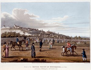 Britische Truppen in Montmartre - in „Historische, militärische und marine Anekdoten und Vorfälle, die bei den Armeen von Britannien und ihren Verbündeten bis Waterloo auftraten“, von Ed. Orme, ill. von Fry, Sutherland Clark, Dubourg, Heath, Atkinson, ed. 
