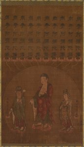 Buddha Amitābha mit zwei begleitenden Bodhisattvas von Unknown artist