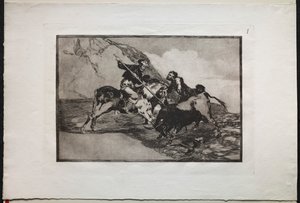 Stierkämpfe: Die Art und Weise, wie die alten Spanier Stiere zu Pferd auf freiem Feld jagten von Unknown artist