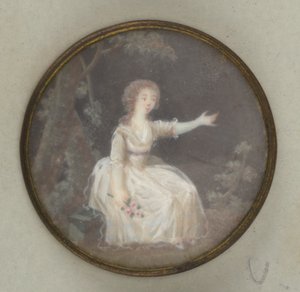 Knopf mit gemalter Dame von Unknown artist