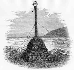 Steinhaufen und Briefkasten am Nordpol - Georges S. Nares, Eine Reise zum Polarmeer, Paris: Hachette von Unknown artist