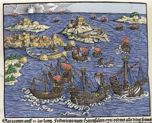 Eroberung Jerusalems durch die Sarazenen im Februar 638. In „Den Edlen Strengen Besten Fromen“ von Johann Stumpff
