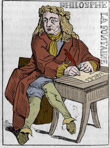 Spielkarte der Französischen Republik (1793), veröffentlicht im Nationalkonvent am 21.09.1792, nach dem Sturz der Königreiche: die Figur des Philosophen in den Zügen von Jean de la Fontaine (1621-1695), französischer Dichter. In „The picturesque store“ von Unknown artist