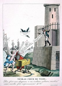 Karikatur gegen Napoleon I. mit Personifikation von Ehrgeiz und Tod von Unknown artist