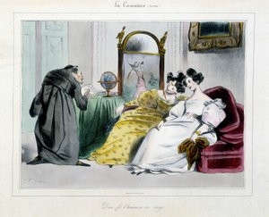 Karikatur eines buckligen Priesters: „Gott schuf den Menschen nach seinem Bilde“ von Unknown artist
