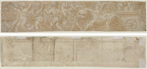 Von Löwen gezogener Wagen mit Amorini (recto) Teilweise architektonische Studie (verso)