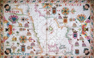 Karte des westlichen Mittelmeers, zeigt die nordafrikanische und spanische Küste