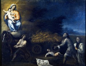 Kind von einem Pflug überfahren. Ex Voto von 1715 aus dem Heiligtum von Santa Valeria a Seregno (Mailand) von Unknown artist