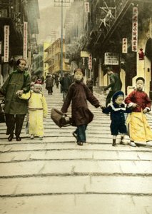 Kinder in der Pottinger Street in Hongkong im Jahr 1890. China von Unknown artist