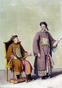 Chinesischer Tartar-Kaiser mit seinem Mandarin - in „Le costume ancien et moderne“ von J. Ferrario, ed. Mailand. von Unknown artist