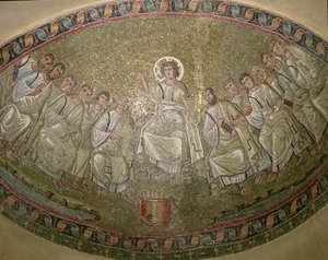 Christus der Gesetzgeber, thronend mit den Aposteln, San Lorenzo Maggiore, Mailand von Unknown artist