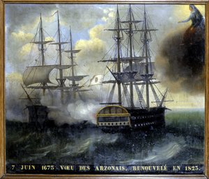 Zusammenstoß der bretonischen und niederländischen Flotten "Voeu des Arzonais" von Unknown artist