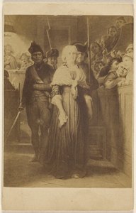 Kopie eines unbekannten Gemäldes: Frauen werden von Männern mit Gewehren und Schwertern in einen Gerichtssaal geführt von Unknown artist