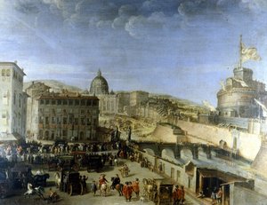 Kortege des Papstes zur Ponte S. Angelo in Rom von Unknown artist