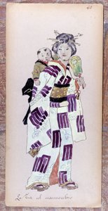 Kostüm der Zia con il Marmocchio (Kind) für die Uraufführung von Madame Butterfly von Giacomo Puccini, 1904. Sammlung des Museo della Scala in Mailand von Unknown artist