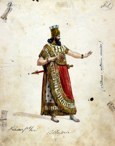 Kostüm von Nebukadnezar, König von Babylon, in der Oper von Giuseppe Verdi (1813 - 1901), „Nabucco“, ursprünglich „Nabucodonosor“ genannt. Musée de la Scala. von Unknown artist