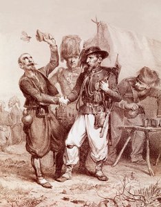 Krimkrieg (1853-1856): Allegorie der Allianz zwischen Frankreich, dem Königreich Sardinien und England gegen Russland. 1854 von Unknown artist