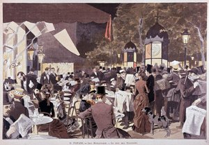 Menschenmenge auf den Boulevards in der Wahlnacht - in „Paris illustré“