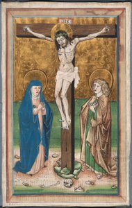 Kreuzigung mit der Jungfrau Maria und dem Heiligen Johannes (recto); Heiliger Sebald mit den Stiftern Paul Volkmayr und Sebald Schreyer (verso)
