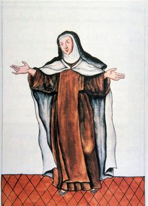 Alltagsleben und Bräuche in Peru: „Karmelitin“ Aquarell aus dem Buch „Trujillo del Peru“ von Baltasar Martinez Companon y Bajanda, Bischof von Trujillo (1782-1785). 18. Jahrhundert Madrid. Biblioteca del Palacio Real von Unknown artist