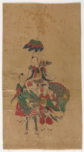Daoistischer Unsterblicher auf einem Qilin und zwei Begleitern