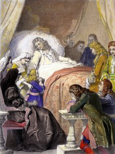 Tod von Ludwig XIV. (1638-1715), König von Frankreich, am 1. September 1715 in Versailles und der zukünftige Ludwig XV. (1710-1774) von Unknown artist
