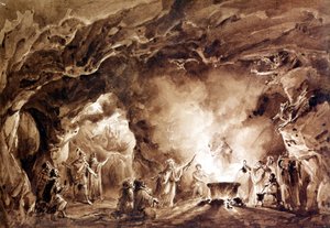 Dekor für die Oper „Macbeth“ komponiert von Giuseppe Verdi (1813 - 1901). Aquatinta verwendet für das Cover der ersten Ausgabe von 1847 von Unknown artist
