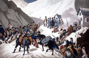 Abstieg von Napoleon Bonaparte in Italien: Überquerung des St. Bernhard-Passes von Unknown artist