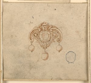 Entwurf für eine Brosche mit drei Diamanten von Unknown artist