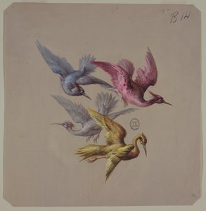 Entwürfe für Tapeten und Textilien: Vögel
