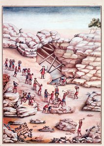 Diamantenabbau in einer Mine in Brasilien. Aquarell des 18. Jahrhunderts Rio de Janeiro, Biblioteca Nazionale