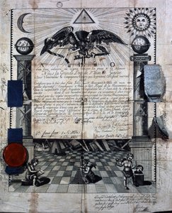 Diplom von Isaac Huit als Gefährte und Meister in der königlichen Maurerkunst, verliehen 1789 von der Großloge von St-Jean in Genf von Unknown artist