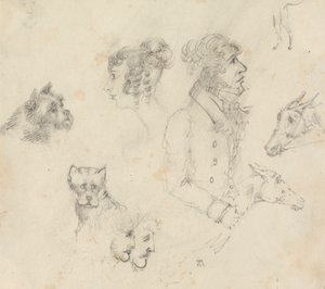Hunde, Menschen und Pferde von Unknown artist