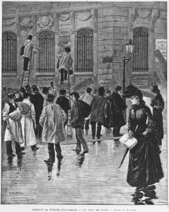 Während der Wahlperiode in Paris; Plakatkleber während der Wahl am 27. Januar 1889, Höhepunkt der Bäckereikampagne - Musée Carnavalet