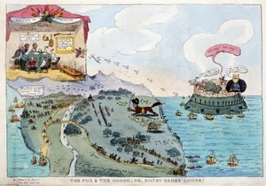 Englische Karikatur über Napoleon Bonaparte - in Napoleon I, Karikaturen, Dummysammlung. 1814 - 1815. B.H.V.P. von Unknown artist