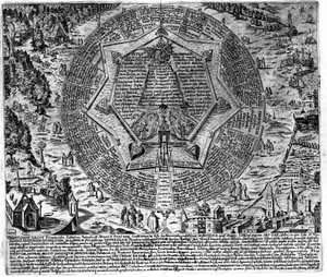 Gravur des „Amphitheatrum sapientiae aeternae“ (Amphitheater der ewigen Weisheit) (Hamburg: s.n.) von Unknown artist