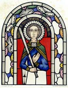 Gravur, die das Buntglasfenster des Heiligen Timotheus aus der Kirche von Neuviller darstellt von Unknown artist